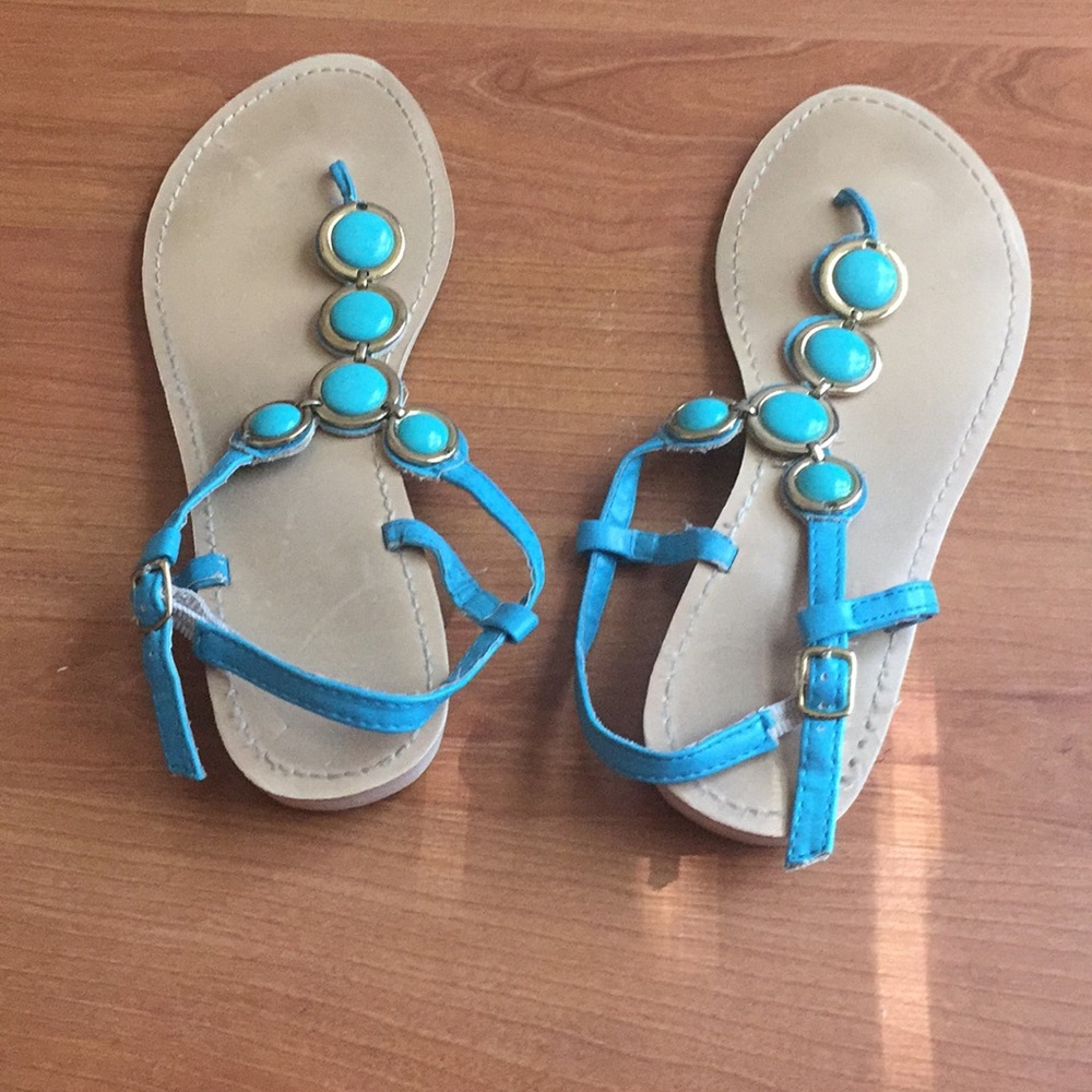 Summer women sandals gold and teal